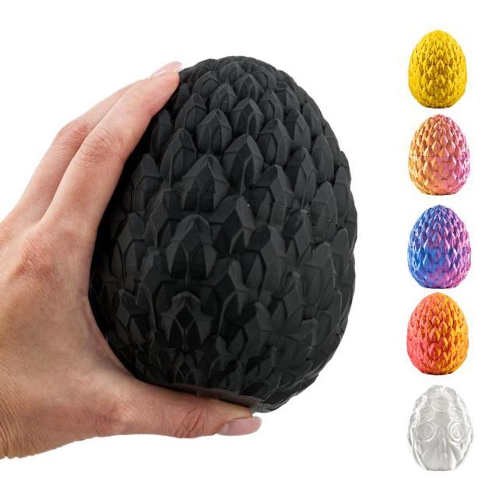 3D Deko-Ei – 10 cm Schwarz | Fantasy Sammlerfigur & Wohnaccessoire