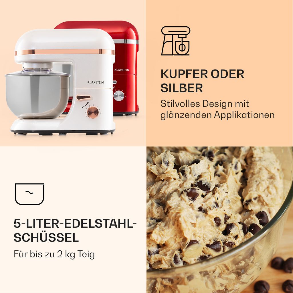 Klarstein Küchenmaschine, Knetmaschine mit 5L Schüssel, Produktbild 3