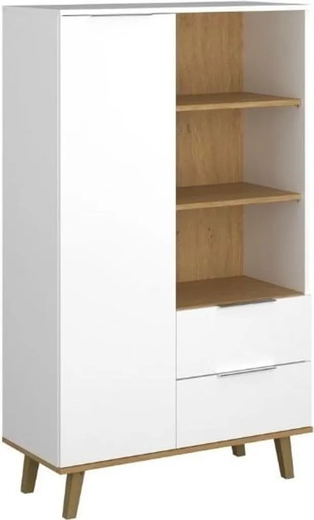 Étagère Neptun design minimaliste en acier laqué blanc pour le salon