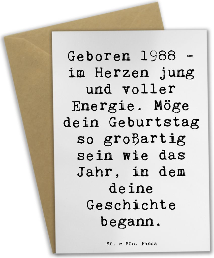Mr. & Mrs. Panda valentinstagskarte Spruch 1988 Geburtstag - Weiß - Geschenk, Glückwunsch, Grußkarten, besondere Jahrgang, dankeskarten, Geburts...