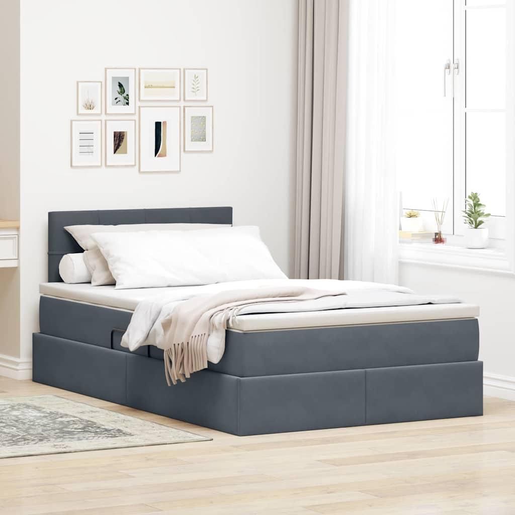 Maison Exclusive - LED-Speicherbett mit Matratze Dunkelgrau 120 x 200 cm Samt