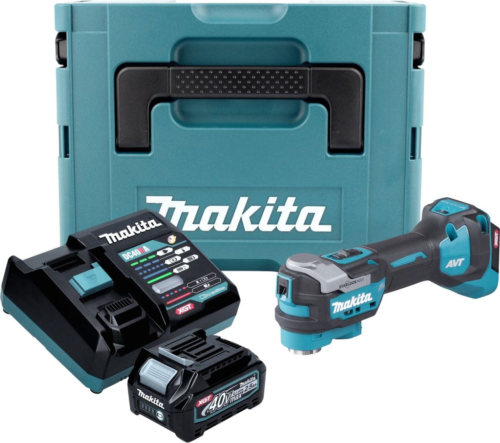 Makita TM 001 GD101 Akku Multifunktionswerkzeug 40 V max. Starlock Max Brushless + 1x Akku 2,5 Ah + Ladegerät + Makpac