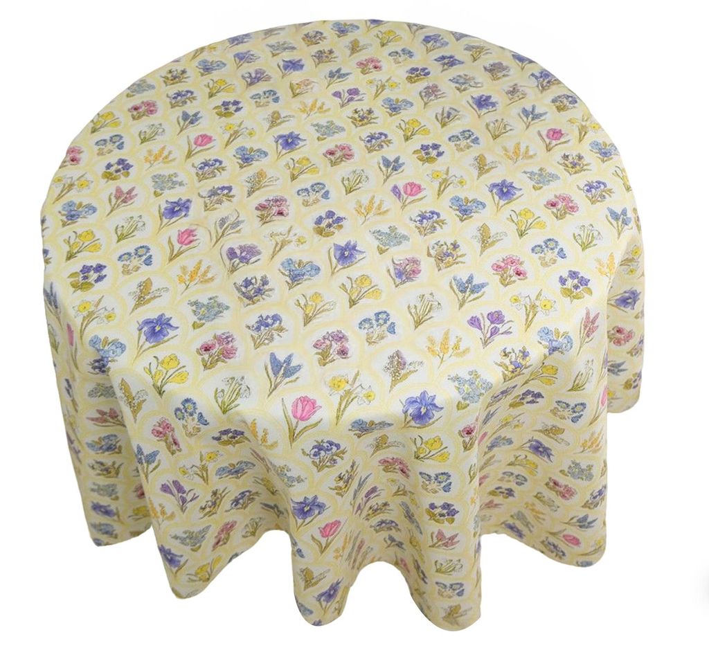 Tischdecke mit saisonalem Sommer-Aquarellblumenmuster, rund, fleckenabweisend, knitterarm, Tischdecke, Heimdekoration A