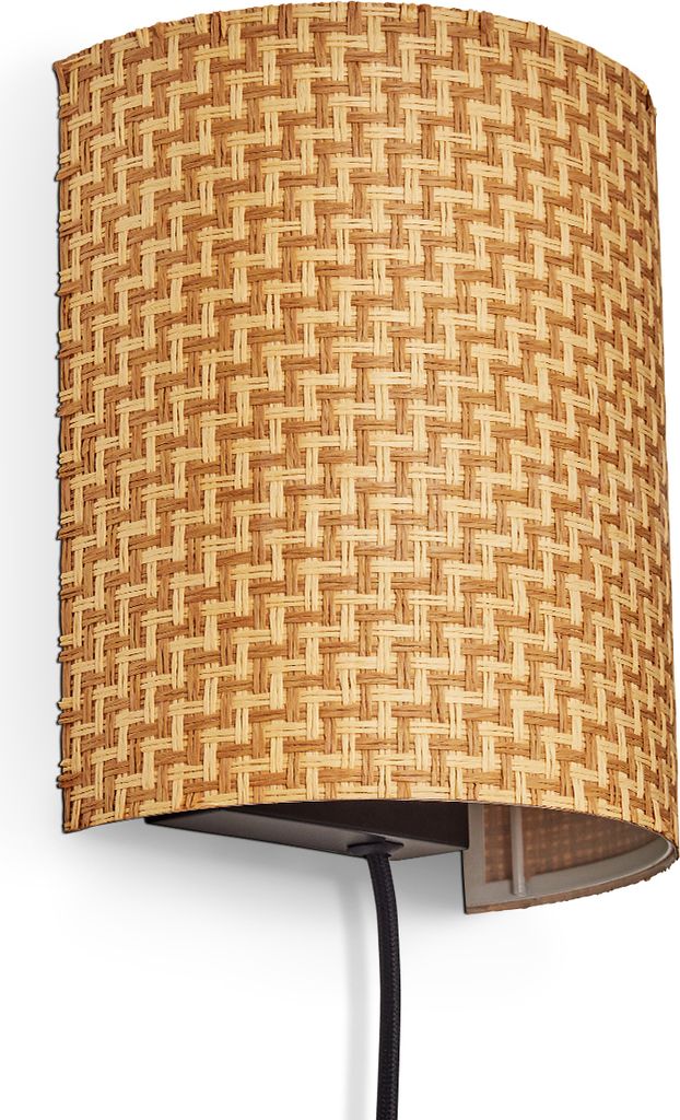 Iseo Wandlampe aus Metall/Bast in Schwarz/Natur