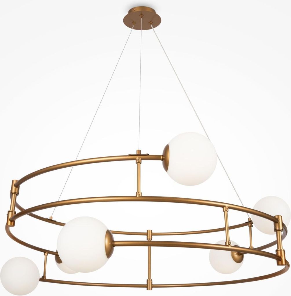 Hängelampe Metall Glas G9 H: max. 152 cm in Gold Weiß Kugelschirm Modern Pendelleuchte