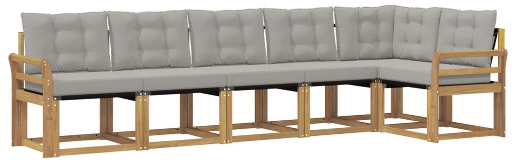 vidaXL Outdoor-Sofagarnitur mit Kissen 6 pcs Weiß und Hellgrau