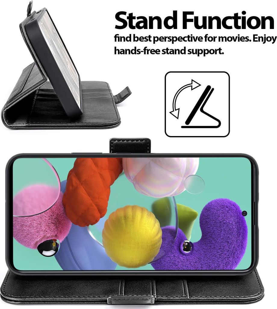 Handyhlle fr Samsung Galaxy A51 Flip Case, Schwarz