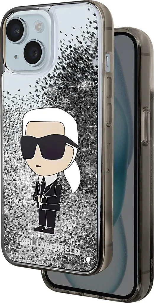 Offerta Cover Karl Lagerfeld iPhone 15 Plus Glitter Argento