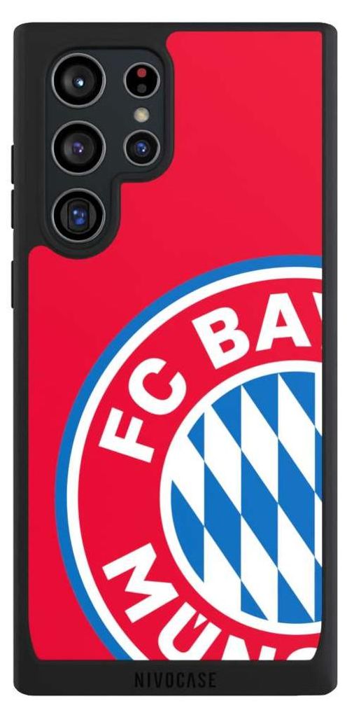 NIVOCASE Handyhülle für Samsung Galaxy S22 Ultra Hülle NIVOpure Case Schwarz FC Bayern München FCB Offizielles Lizenzprodukt