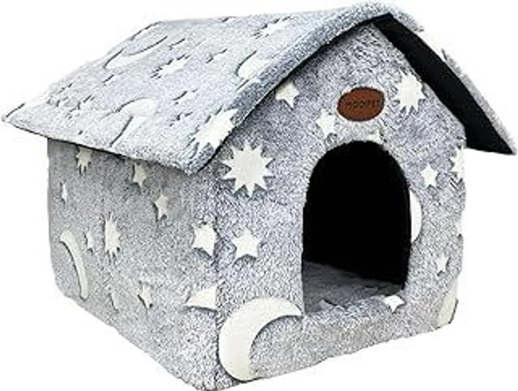 Casetta per gatti in peluche con cuscino lavabile Casetta per gatti portatile con fondo antiscivolo Morbida e calda cuccia per gatti da interno 35x30x35 cm