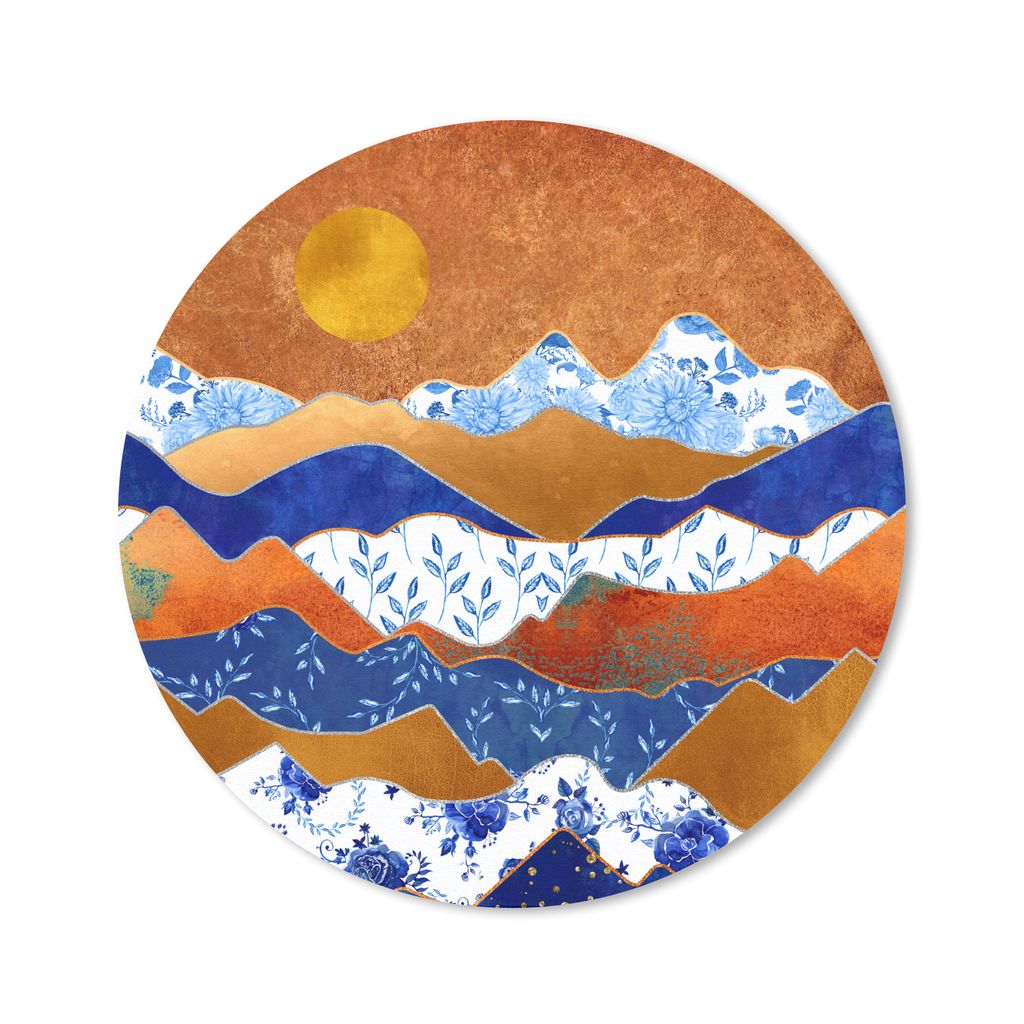MuchoWow Mauspad Mousepad Gold - Delfter Blau - Muster 50x50 cm - Mousepads - Maus Mat - Pad - Mausunterlage - Vinyl