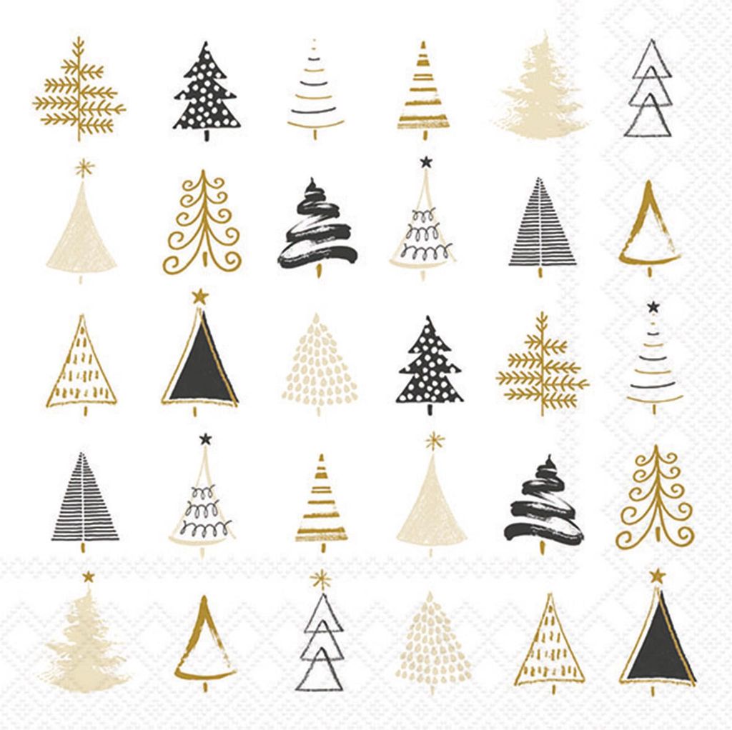 Servietten Papier 33x33cm 3-lagig mit Weihnachtsbaum Motiv 20 Stk.