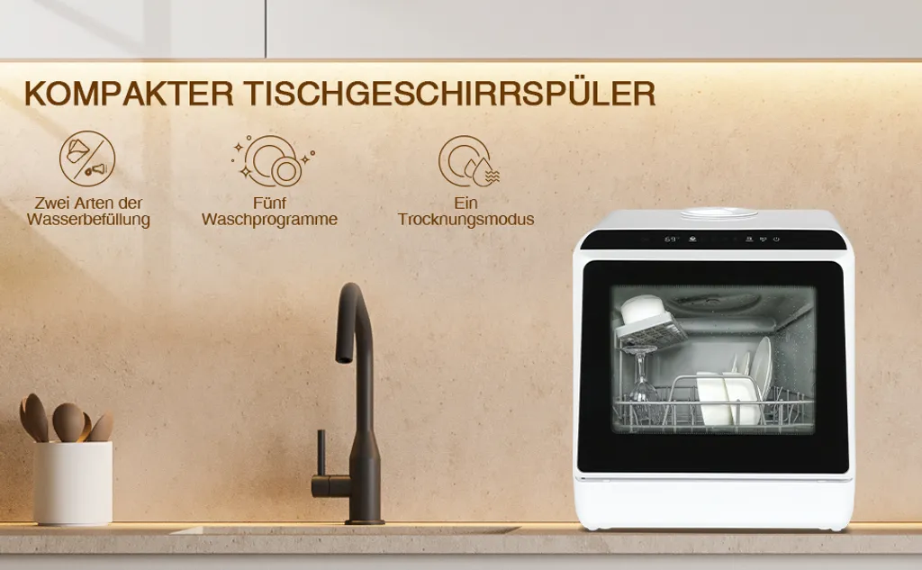 Lave-vaisselle de Table 5L Pose Libre Blanc - Modèle Compact et Nomade - 14