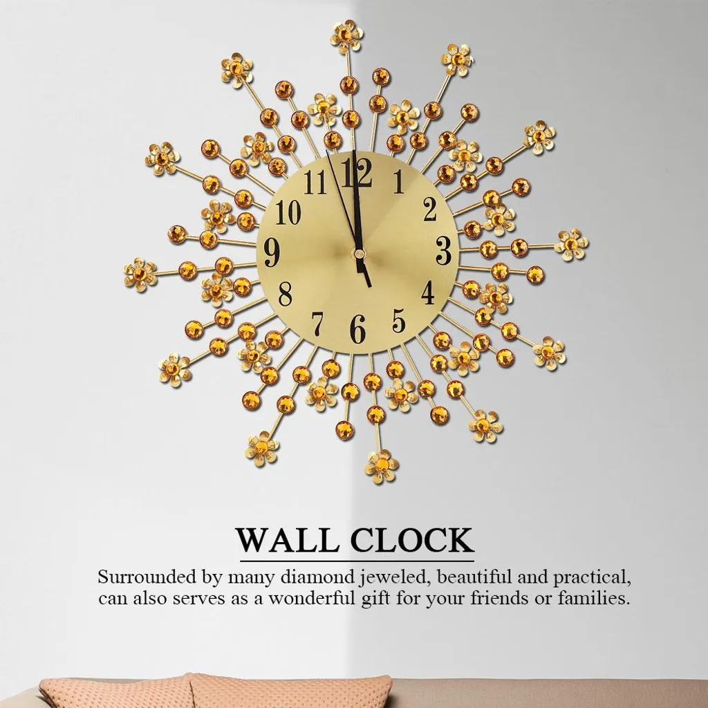 Horloge murale silencieuse fleur en fer pour décorer sans bruit 60cm