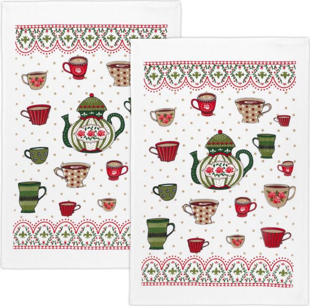 Küchentücher - 2er Set - 40x60 cm - Rot,Grün