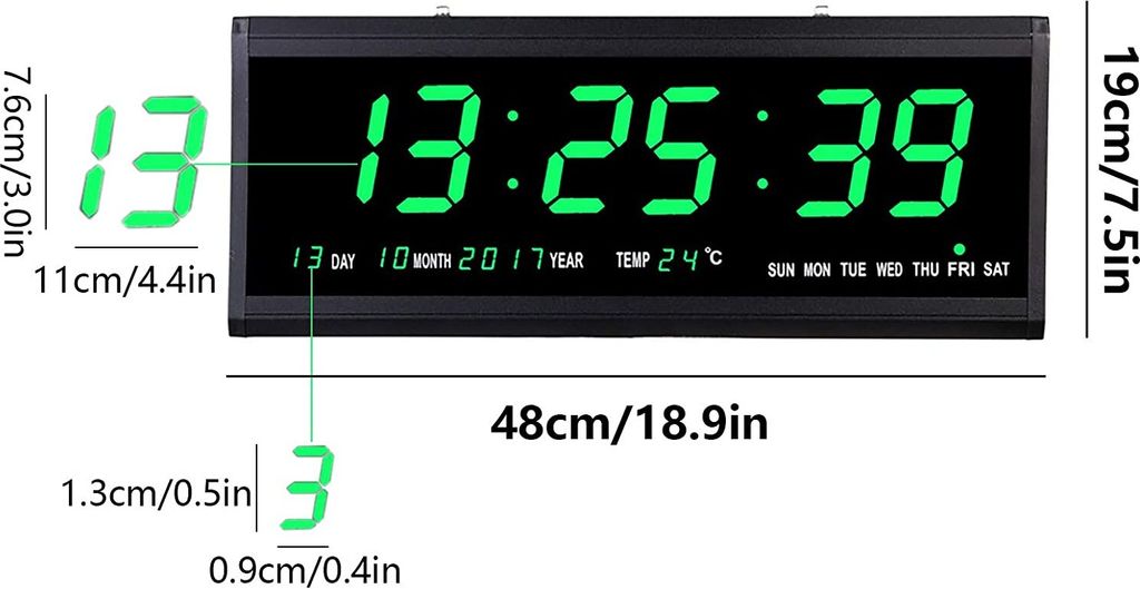 Wanduhr Digitaluhr Led Uhr Digital Wall Clock Kalenderuhr Produktbild 7