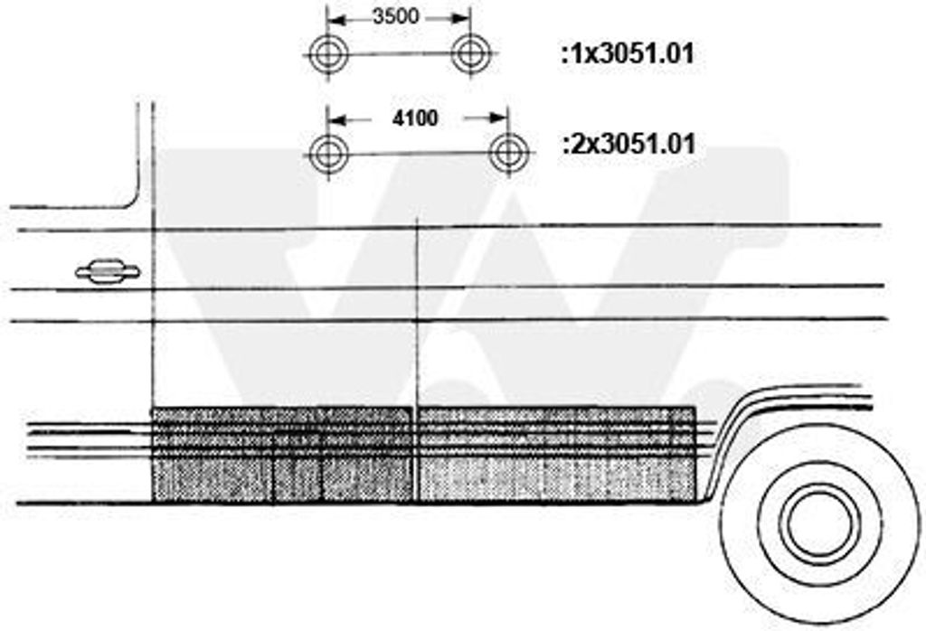 VAN WEZEL Seitenwand Reparaturblech passend für MERCEDES-BENZ T2/L Kasten/Kombi T2/L Pritsche/Fahrgestell T2/L Kommunalfahrzeug