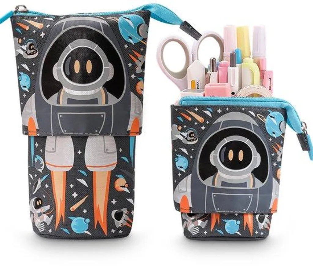 Trousse télescopique 2-en-1 pour garçons - Étui à crayons ajustable bleu