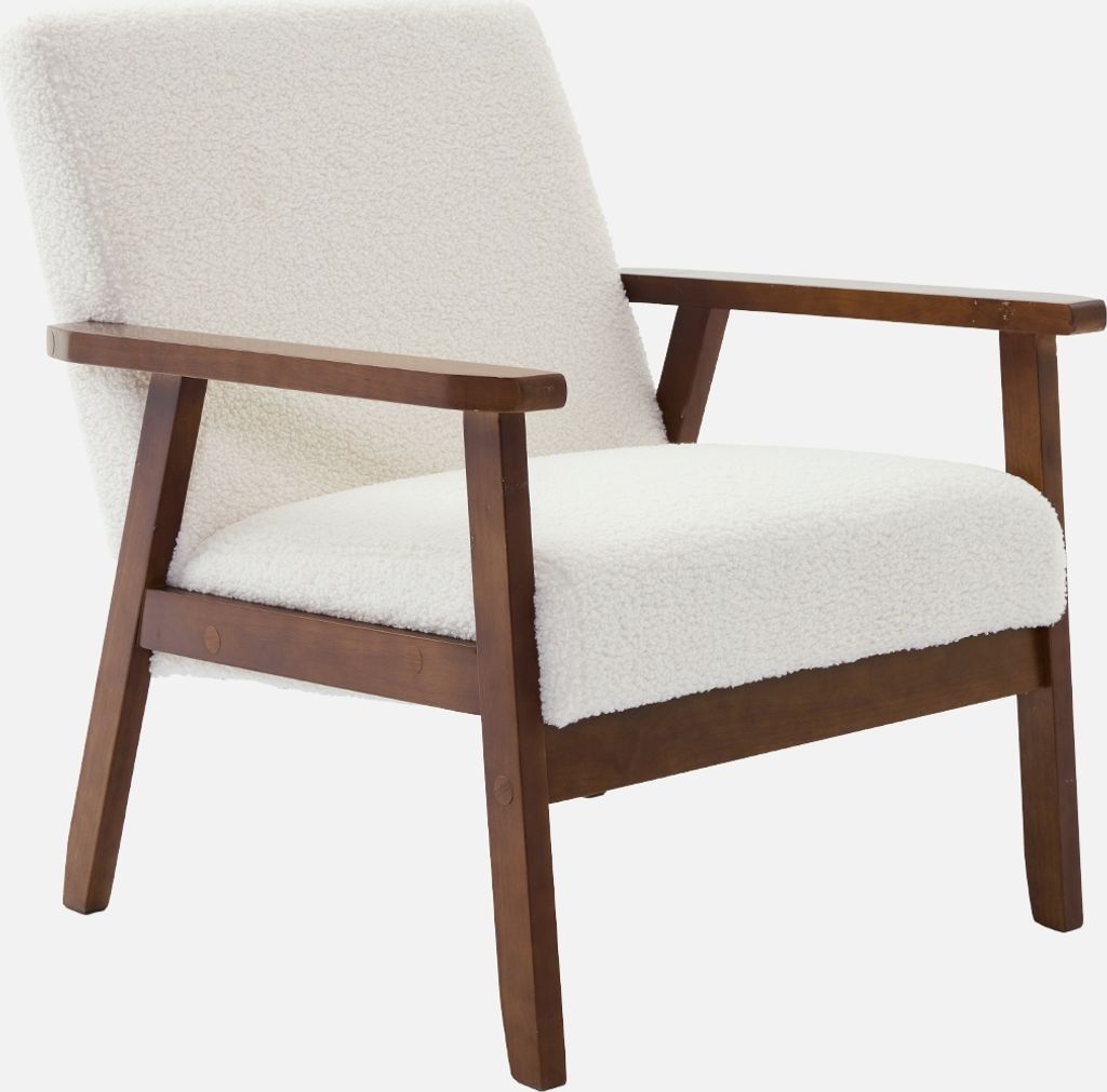 A studio shot of a single armchair against a white background.