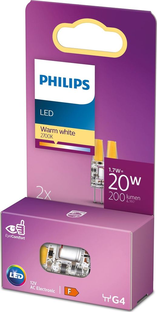 Philips LED Standard Brenner 20W G4 WW 12V ND 2SRT6 2er P..