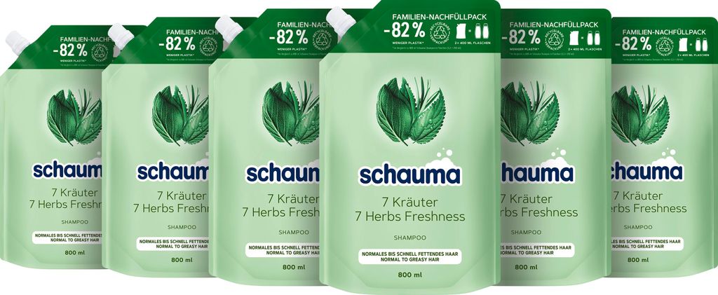 SCHAUMA Shampoo Nachfüllpack 800 ml 7 Kräuter, 6x 800 ml Produktbild 