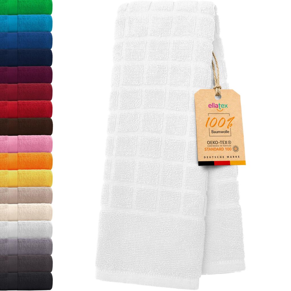 EllaTex PARIS Duschvorleger 50x70 cm – 100% Baumwolle, 700 g/m², flauschige Badematte, in Farbe: Schneeweiß