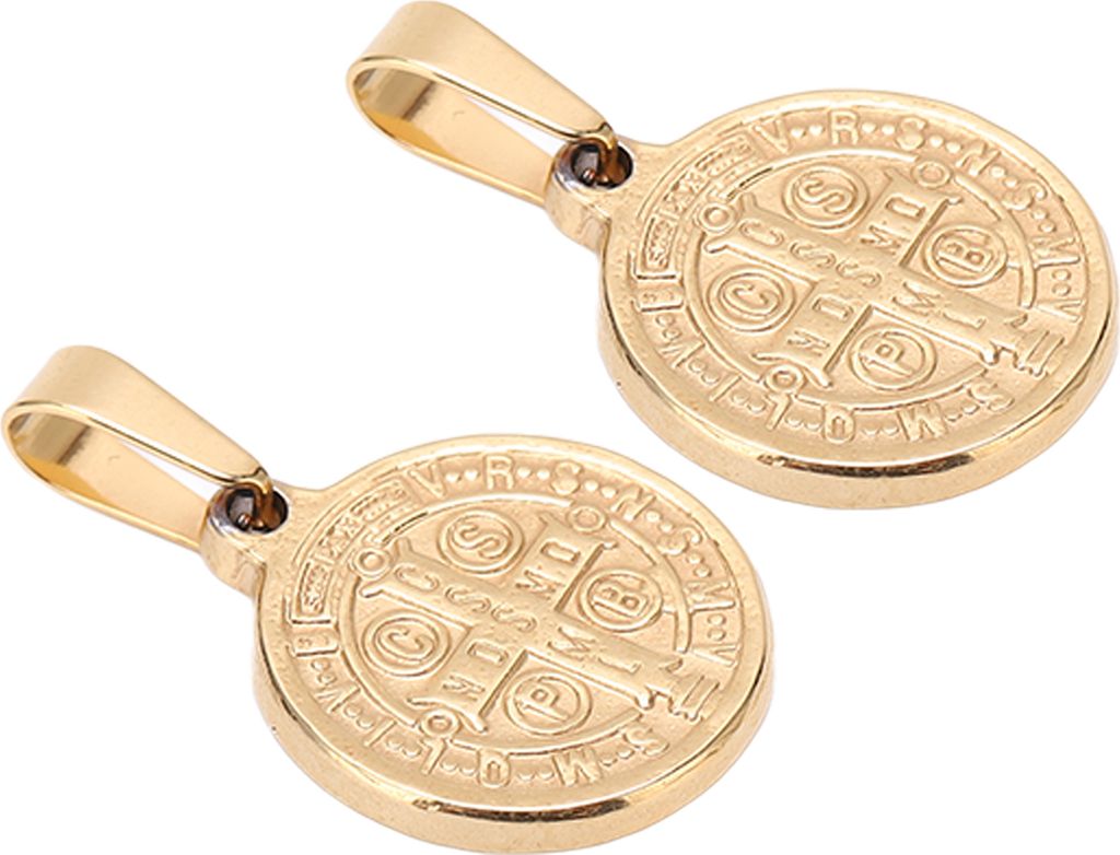 2 Stück Medaille St. Benedikt, Anhänger Kreuz mit Relief, korrosionsbeständig, rostfreies Edelstahl, elegante dekorative Kette