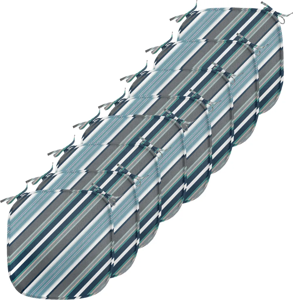 Housse de chaise anti-tache imperméable 40x40 cm lot de 8 rayé gris bleu