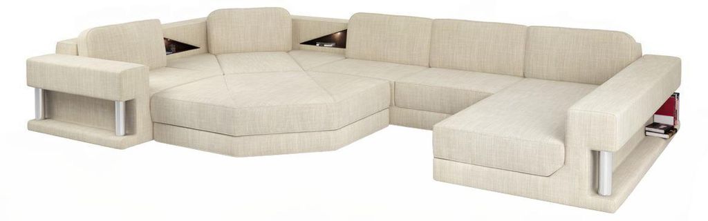 U-Form Sofa Couch Design Couch Textil Modern Polster Neu Wohnlandschaft Ecksofa