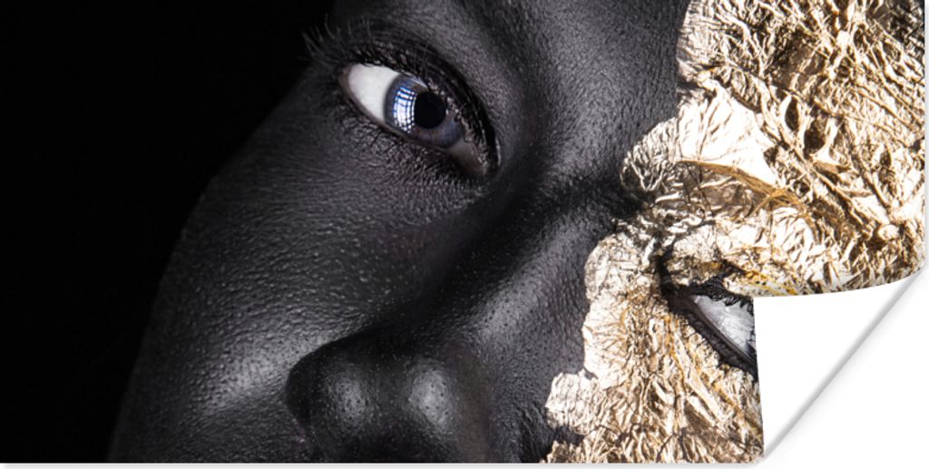 MuchoWow Poster Frau - Gold - Schwarz - Farbe - Luxus 80x40 cm - Wanddeko