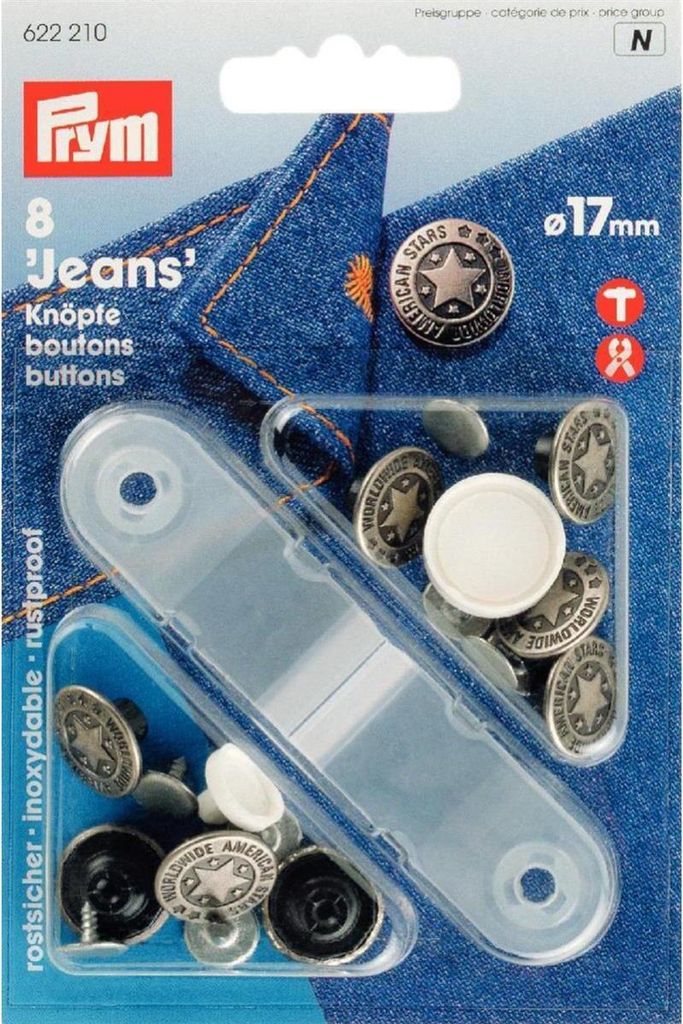 Bottoni + paracolpi in denim, motivo stella americana, 17 Immagine del prodotto 