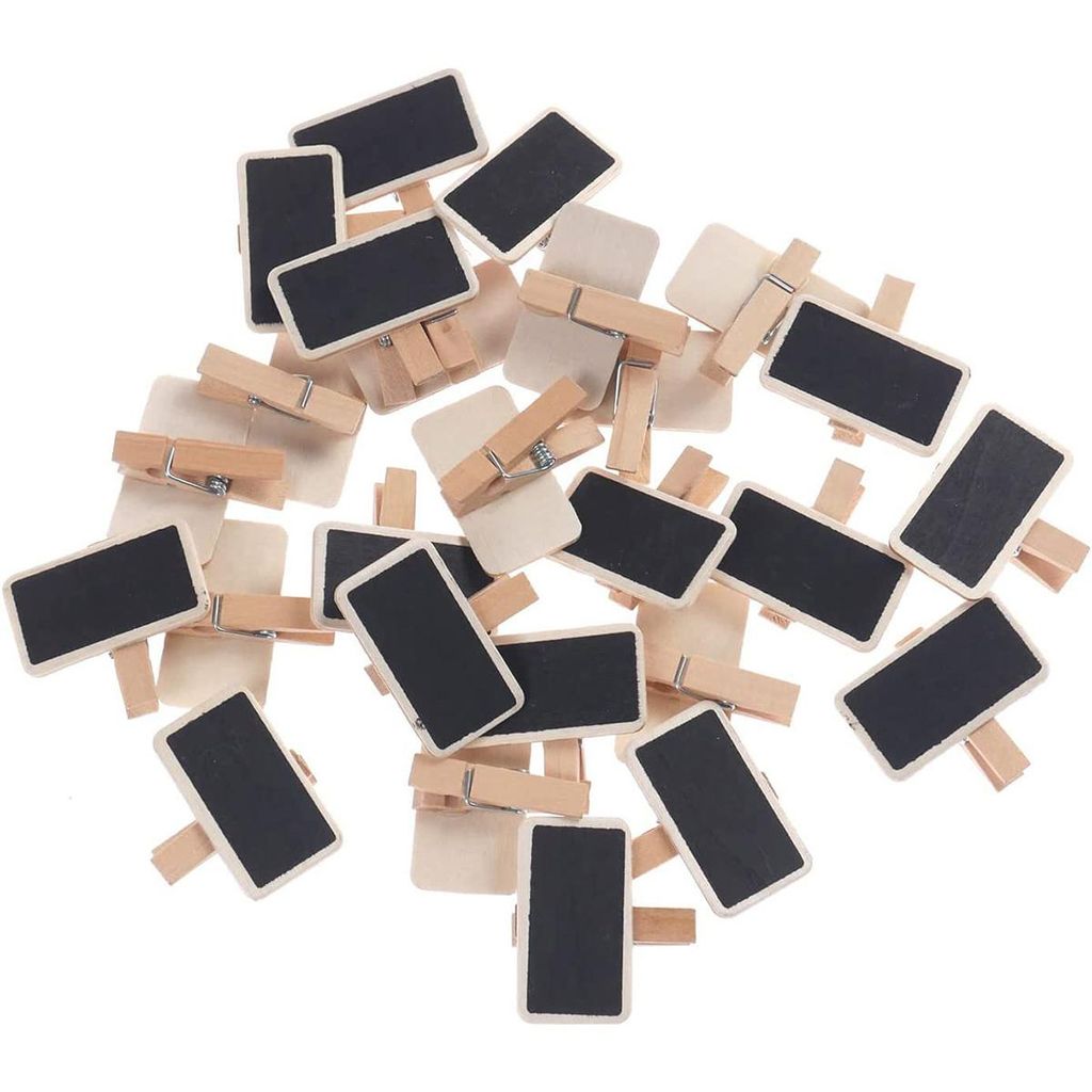Tafeln, 50 Stück Mini-Tafeln aus Holz, Nachricht, rechteckig, Schiefer, mit Clip, Kartenschild, Memo, Etiketten, Platzmarkierung, Tischnummer, Foto