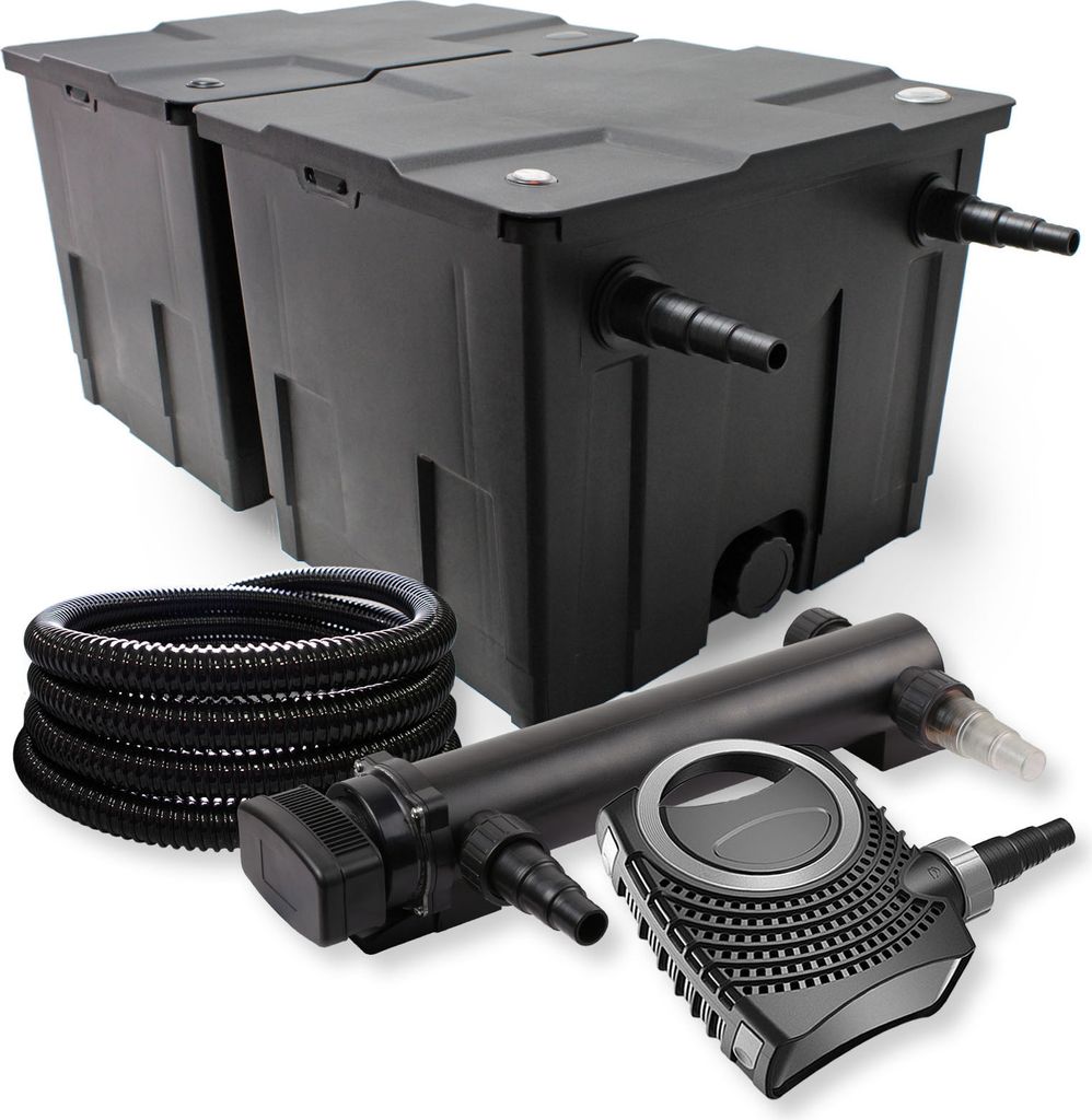 SunSun Komplettset: CBF-350B Teichfilter bis 60000 L Teichfilteranlage als Durchlauffilter, CTF-8000 SuperECO Teichpumpe 8000l/h 70W, CUV-336 Teich...