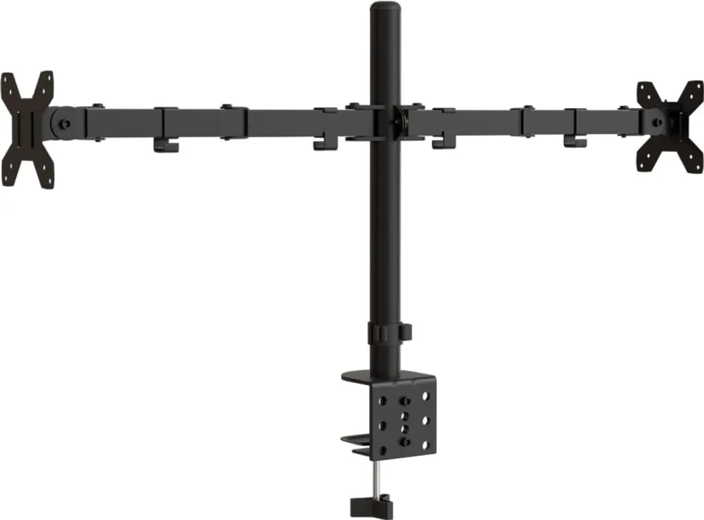 vidaXL Support de table pour 2 écrans Noir en Acier VESA 75/100 mm - 6