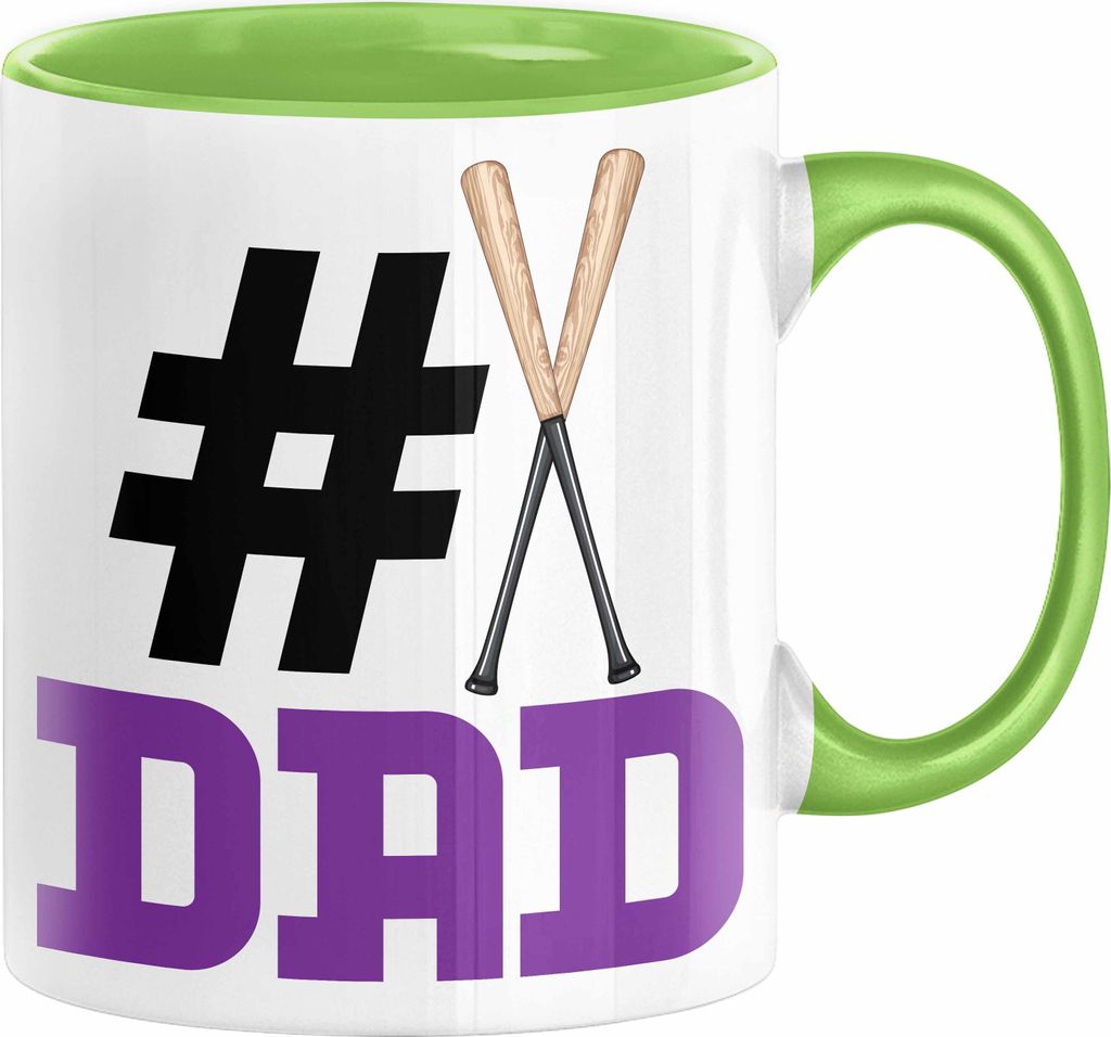 Baseball-Spieler Nummer 1 Dad Vater Tasse Geschenk Baseball Papa Geschenkidee Bester Papa Der Welt Vatertag Lustige Geschenkidee (Grün)