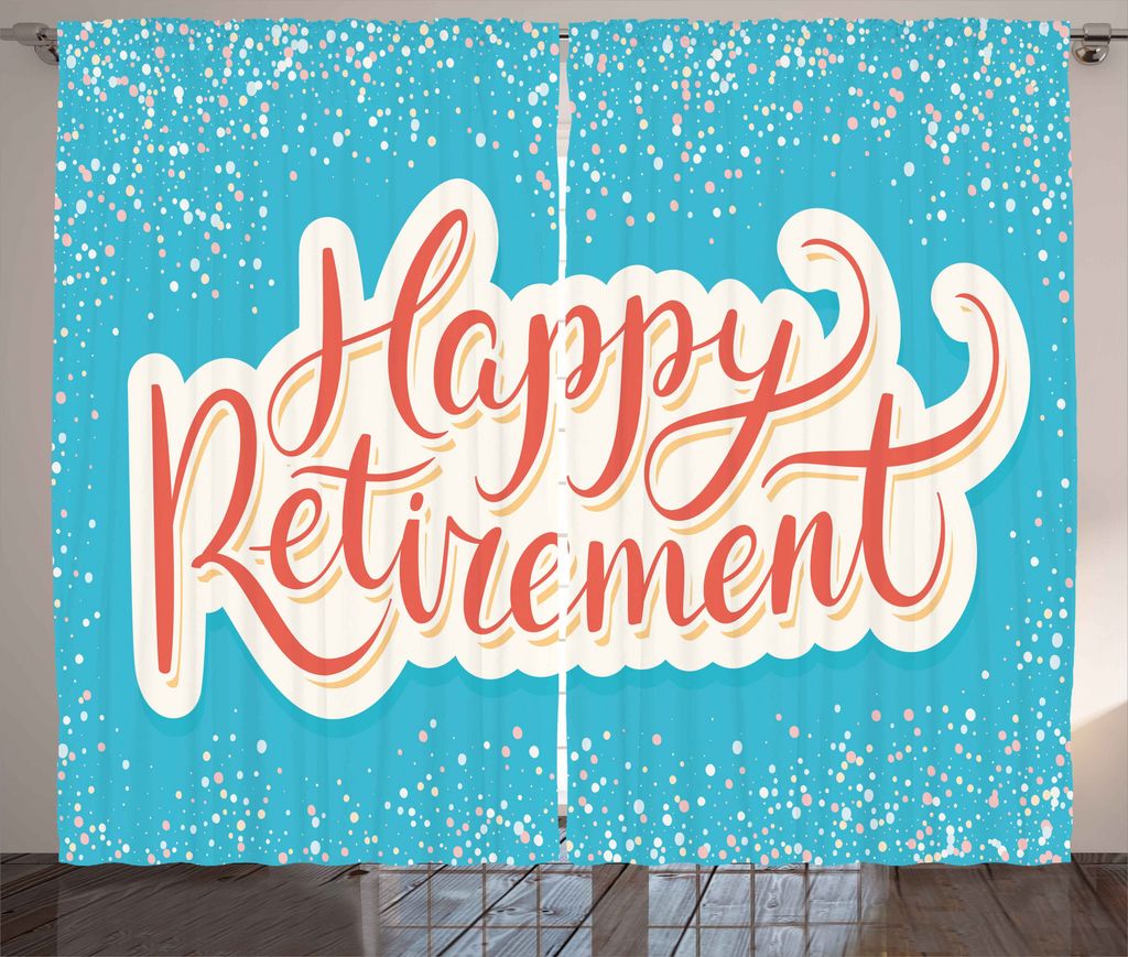 ABAKUHAUS Blau Rustikaler Vorhang, Glücklichen Ruhestand, Wohnzimmer Universalband Gardinen mit Schlaufen und Haken, 280 x 175 cm, Coral Weiß Sky...