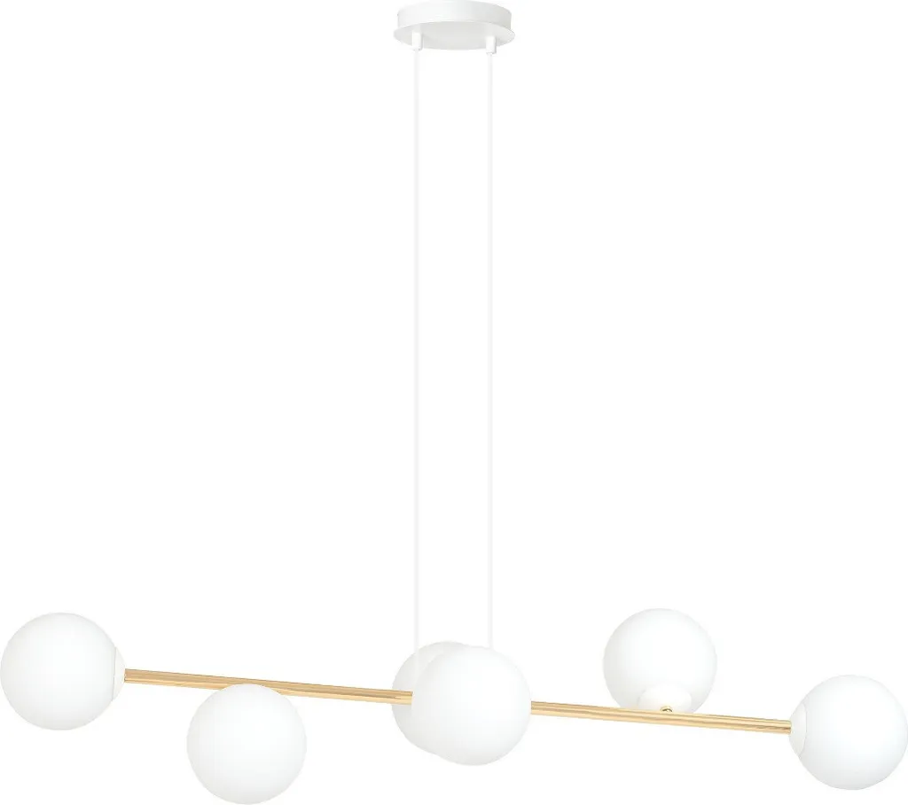 Suspension design 6 branches blanc et or Lustre moderne Emibig E14
