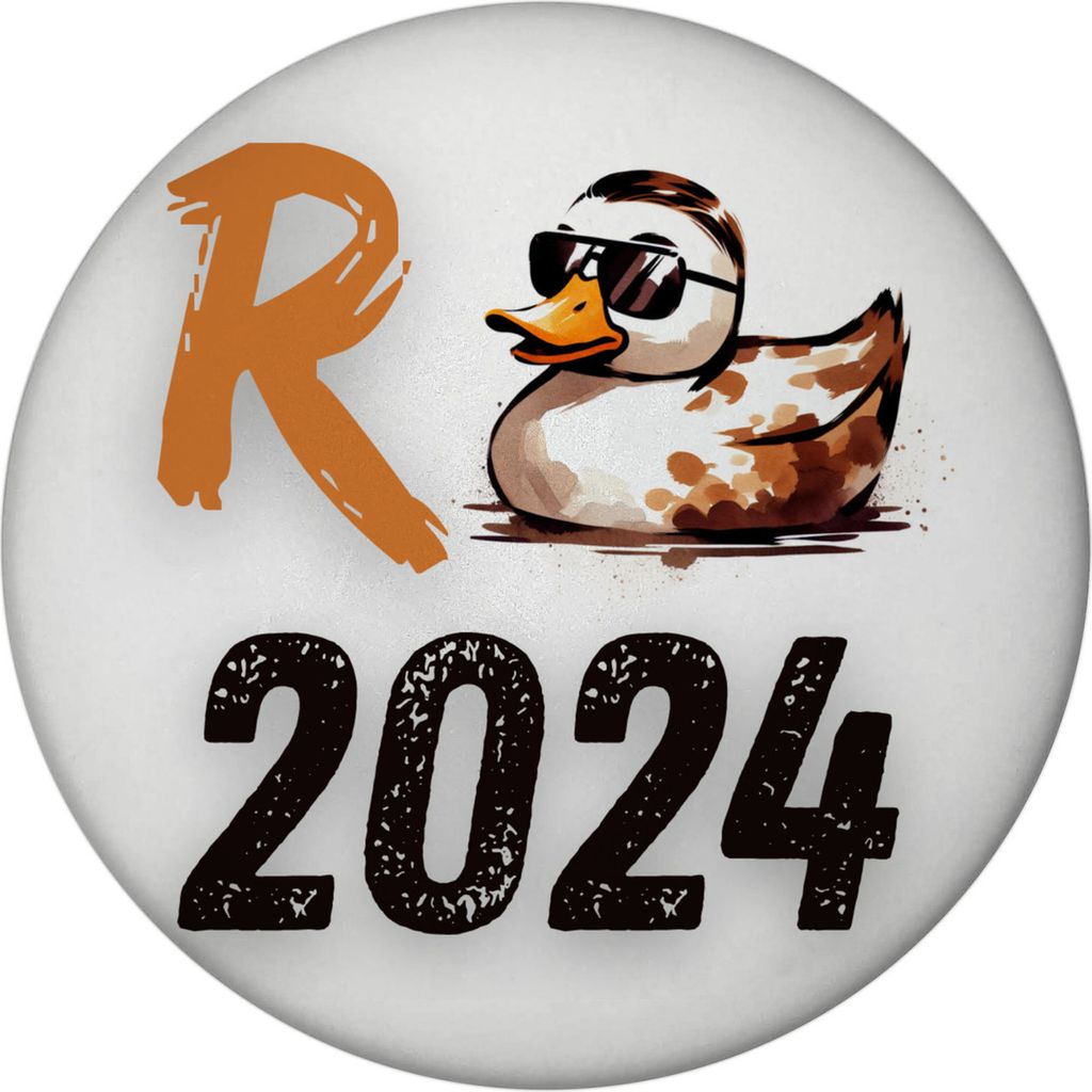 Ente mit Sonnenbrille Magnet rund mit Spruch Rente 2024