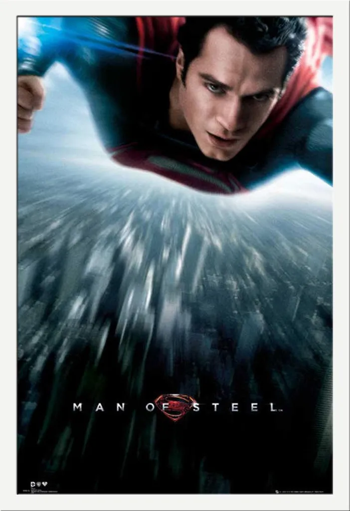 Man of Steel Poster avec Cadre Shinsuke® Blanc et Vitre Acrylique
