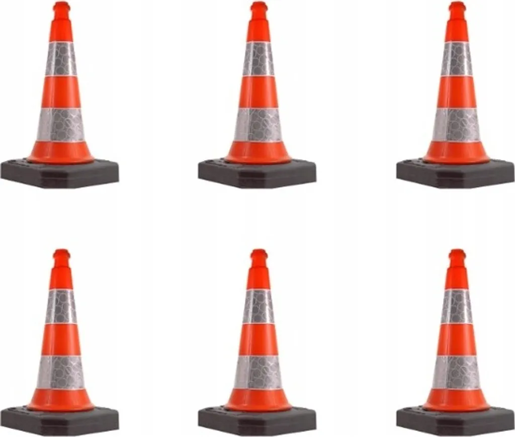 Lot de 6 cônes de signalisation 50 cm orange et blanc haute visibilité