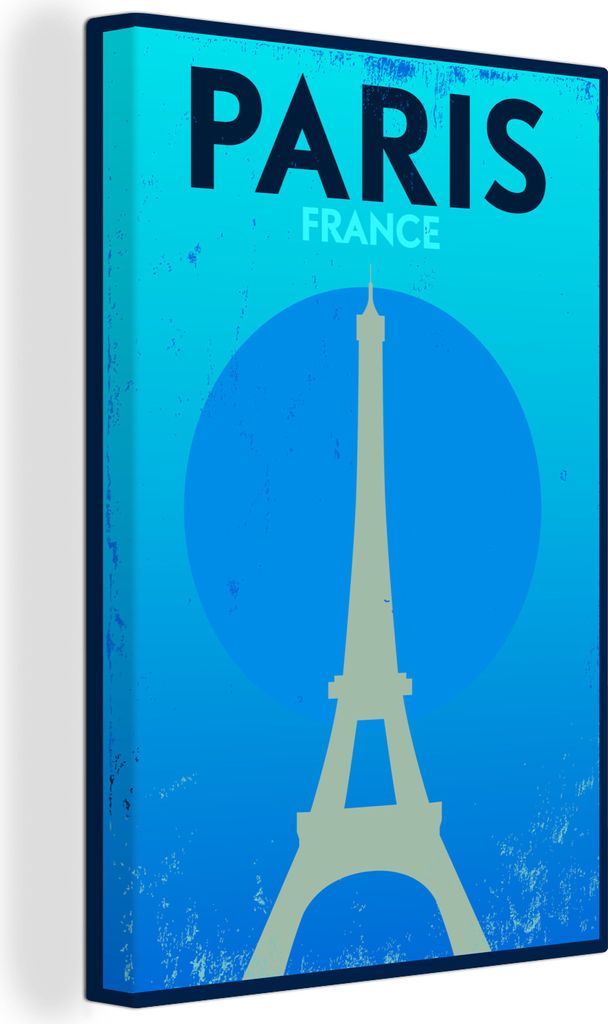 OneMillionCanvasses - Leinwandbilder - 90x140 cm, Frankreich - Paris - Eiffelturm - Retro - Zitate - Paris Frankreich, Wandbilder Kunstdruck Wand...