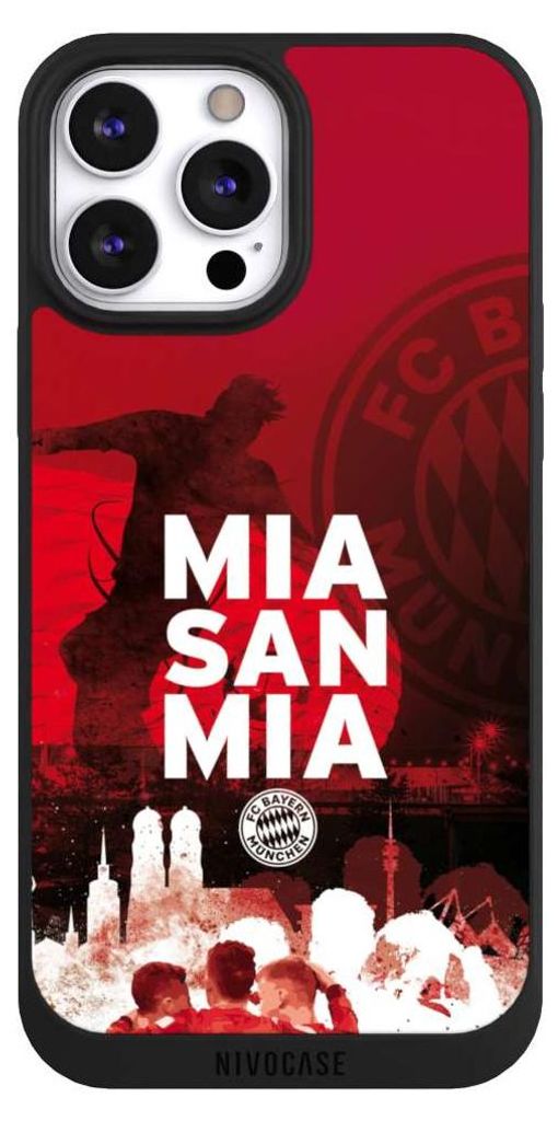NIVOCASE Handyhülle für Apple iPhone 13 Pro Max Hülle NIVOpure Case Schwarz FC Bayern München FCB Mia San Mia