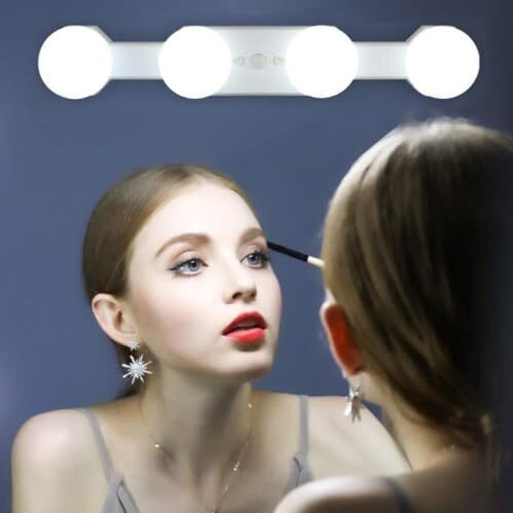LED-Kosmetikspiegellicht, Make-up 4 Lampen, dimmbare Make-up-Lampe, tragbare, make-up-kabellos wiederaufladbare, Hollywood noch Badezimmerbeleuchtung