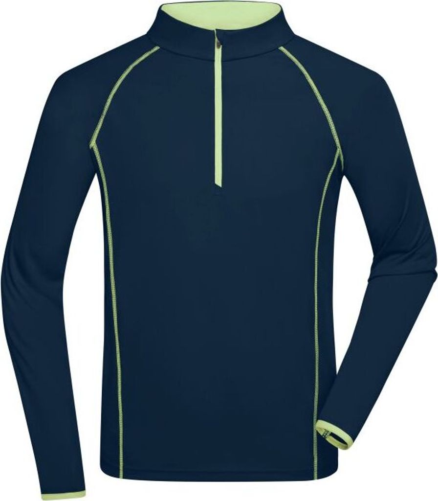 Langarm Funktionsshirt für Fitness und Sport navy/bright-yellow, Gr. XXL