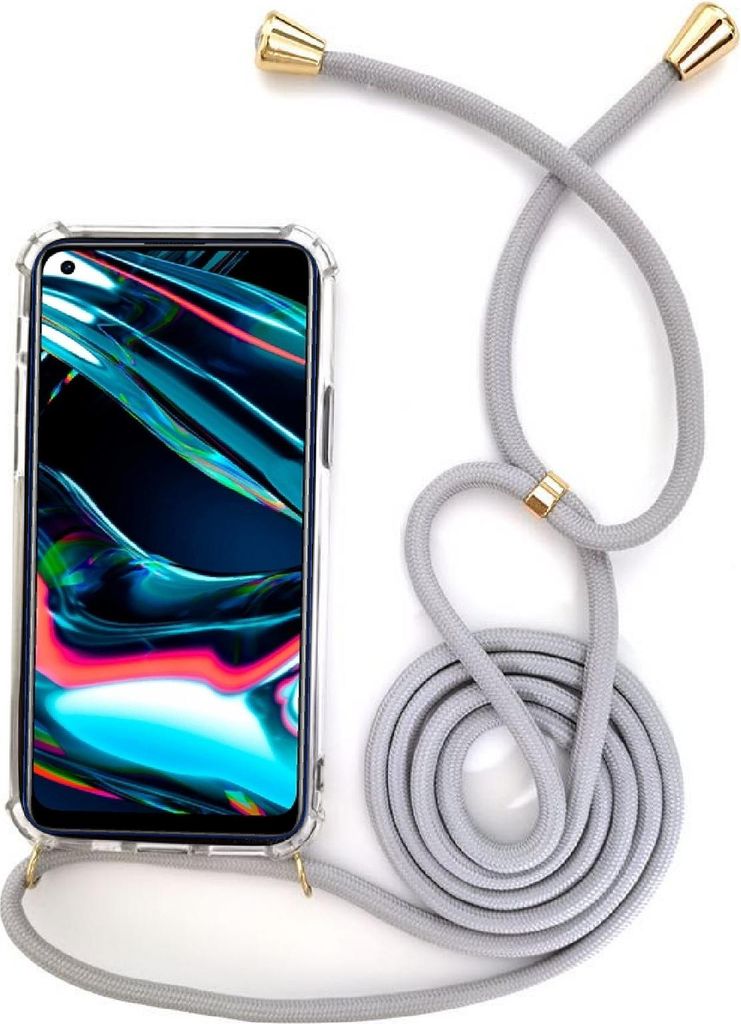 Handyhülle mit Band Kette Kordel zum Umhängen / Umhängehülle für diverseRealme-Modelle Realme 8 Grau / Gold