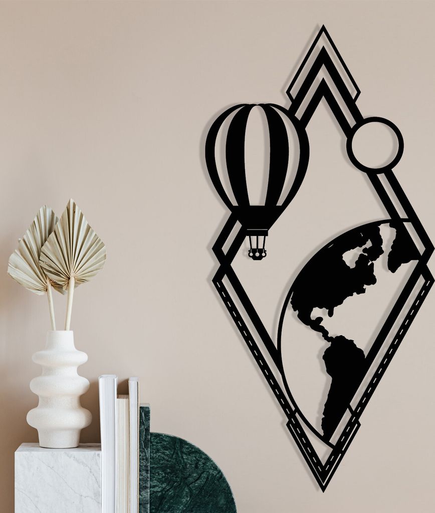 Wallity, Balon- ENZ1239, Schwarz, Sonstige Wohndekorationen, 29 x 60 cm, 100% Metall (Dicke: 1