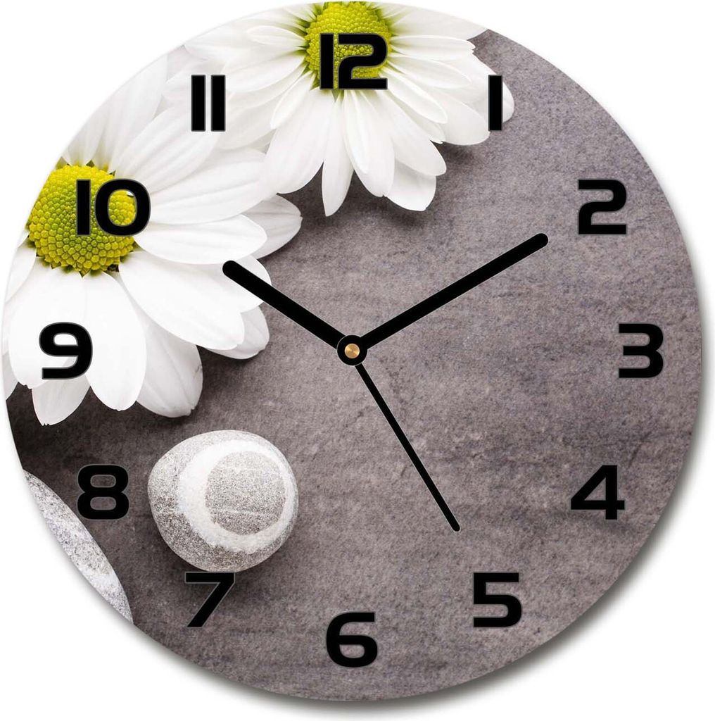Wanduhr aus Glas 30fi Glasbild Glasuhr Gehärtetes Glas - schwarze-zeiger - gerbera