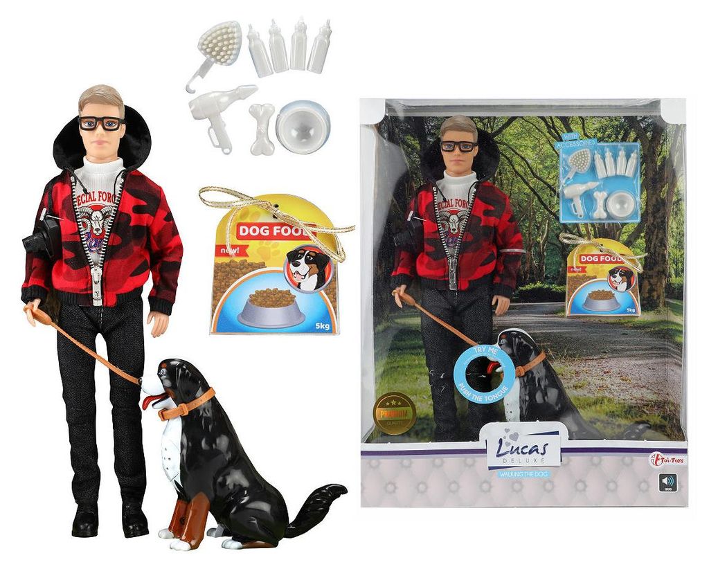 Toi-Toys Lucas Teen Puppe männlich mit Hund und Ton