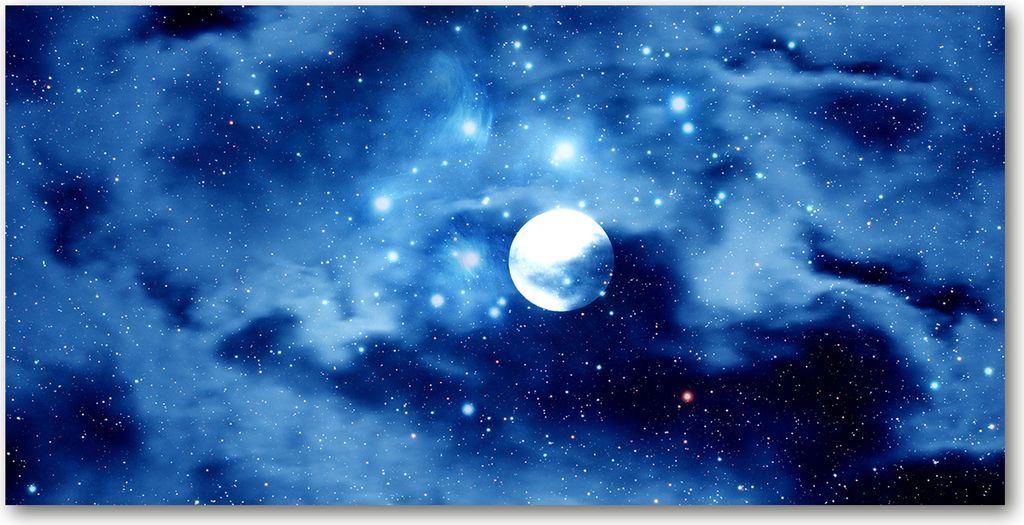 Tulup Leinwandbild - 120x60 cm - Wandkunst - Drucke auf Leinwand - Leinwanddruck - Weltall & Science-Fiction - Blau - Vollmond