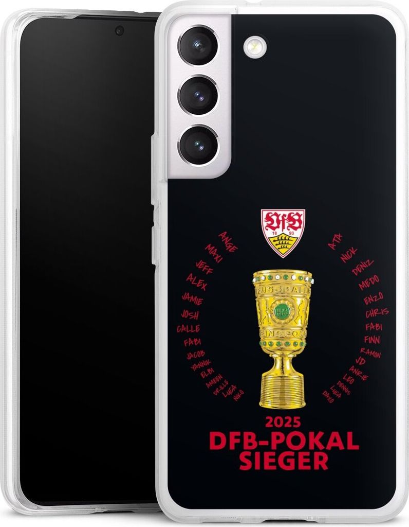 DeinDesign Handyhülle für Samsung Galaxy S22 Silikon Hülle Case Smartphone Schutzhülle Offizielles Lizenzprodukt Pokal VfB Stuttgart